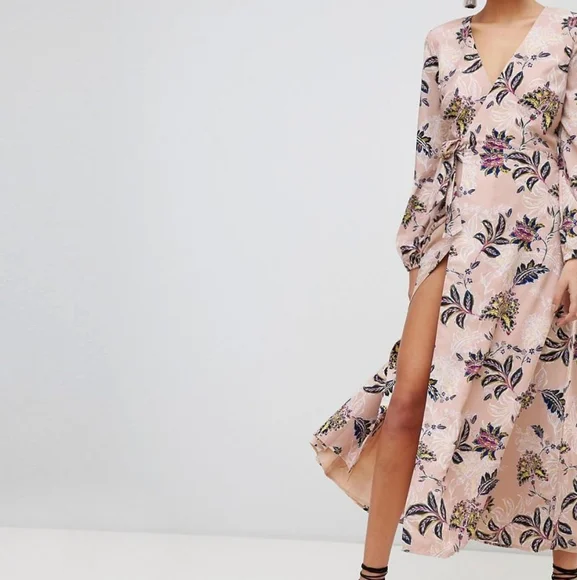 TJD pink floral wrap maxi dress - Picture 2 of 3